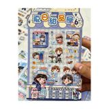 Kağıt Gemi Dükkan Sevimli Tatlı Dükkanı Şeffaf Mavi 6 Yaprak 60 Adet Sticker Set/Etiket/Çıkartma/Bullet Journal