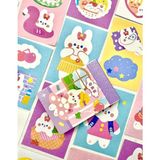 Kağıt Gemi Dükkan Sevimli Tavşan 50 Yaprak Mor Defter Sticker /Etiket/Çıkartma/Bullet Journal Defter Süsleme Scrapbook