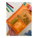 Kağıt Gemi Dükkan Turuncu Yarı Şeffaf Küçük Boy Çift Bölme Fermuarlı Organizer Dosya Çantası (23*16.5cm)/Toparlayıcı