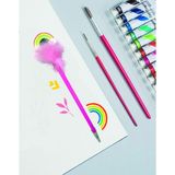 Kağıt Gemi Dükkan Tüylü Pembe Gökkuşağı Kalem - Renkli