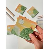 Kağıt Gemi Küçük Prens Temalı Yeşil Gezegen ve Gün Batımı Desenli Postit/post-It/yapışkanlı Not Kağıdı/sticky