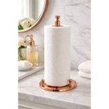 Kağıt Havluluk, Banyo Aksusuar, Dikey Standlı Mutfak Havlu Tutucu, Yuvarlak Taban, Premium Parlaklık ve Kalite, Rose Pembe Altın Renk