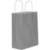 Kağıt Hediye Çantası Düz Renk Battal Boy 31X41 CM (25 Adet) Gümüş