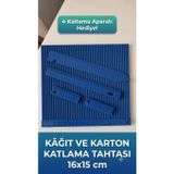 Kağıt ve Karton Katlama Tahtası 16x15 cm | Skorlama Panosu | Davetiye, Kutu ve Scrapbook Katlama Aparatı | İndigo Mavi | Plastik