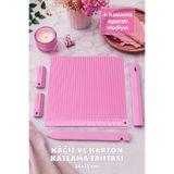 Kağıt ve Karton Katlama Tahtası 16x15 cm | Skorlama Panosu | Davetiye, Kutu ve Scrapbook Katlama Aparatı | Pembe | Plastik