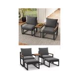 Kagu 5 Parça Metal Çerçeve Outdoor Multilounge Bahçe Balkon Mobilya,uzanma Koyu Gri