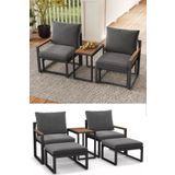 Kagu 5 Parça Metal Çerçeve Outdoor Multilounge Bahçe Balkon Mobilya,Uzanma