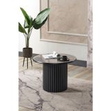 Kagu Boston Mdf Metal Orta Sehpa Gri Yuvarlak Ahşap Siyah Metal