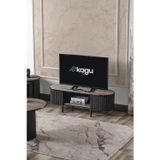 Kagu Boston Serisi Tv Ünitesi Siyah Metal Gri Ahşap 124x40x40 cm