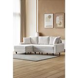 Kagu Corner Flavia Modern Köşe Takımı Ekru Kadife Malzeme Orta Sert Oturum 230 cm Genişlik