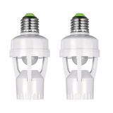 Kahdsvby PIR Hareket Sensörlü 2 Parça E27 Lamba Tutucu Adaptörü İnsan Varlığı Dedektörü AC100-240V