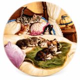 Kahla Im Himmelbett Koleksiyoner Porselen Tabak, Yuvarlak, 20 cm, Kedi Temalı, Sınırlı Üretim, Nostaljik Dekoratif