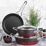 Kahramanlar D4423 Festa 7 Parça Platin Kulp Granit Tencere Seti Kırmızı - Çok Renkli