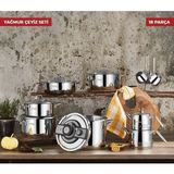 Kahramanlar Yağmur 18 Parça Platin Çelik Çeyiz Seti - Gri - 20 cm
