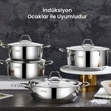 Kahramanlar Yağmur İndüksiyon Tabanlı 8 Parça Tencere Seti