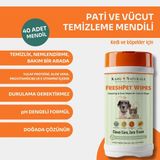 Kahu Naturals Pati, Tüy, Vücut Temizleme Mendili, Kedi ve Köpek, Doğada Çözünür, Aloe Vera, Vitamin E ve B5, Yulaf Proteini, 40 Adet