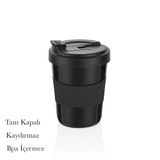 Kahve Bardağı 550 ml Cozy Coffee Cup Bpa İçermez Plastik Kahve Bardağı Tam Kapalı Siyah
