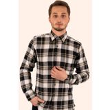 Kahve Beyaz Slimfit Oduncu Hediye Kutulu Erkek Gömlek M