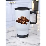 Kahve Çekirdeği Baskılı Kulplu Çelik Bardak Termos 450 ml