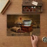 Kahve Çekirdekleri - Kahve Öğütücü - Nostalji Tasarımı 240 Parça Ahşap Puzzle Ahşap Kutuda MP06265