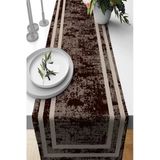 Kahve Çerçeveli Desen Premium Masa Örtüsü Runner RNR520