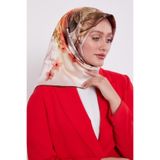 Kahve Çiçek Desen Sura İpek Eşarp
