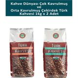 Kahve Dünyası Çok Kavrulmuş ve Orta Kavrulmuş Türk Kahvesi 1 kg x 2 Adet - 100 gr