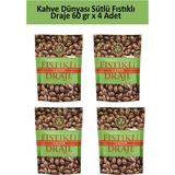 Kahve Dünyası Fıstıklı Sütlü Draje 60 gr x 4 Antep Fıstıklı Çikolata ile Lezzetli Atıştırmalık