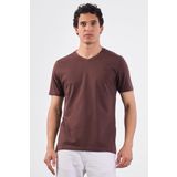 Kahve Düz Erkek T-Shirt - Slim Fit