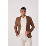 Kahve Erkek Slim Fit Mono Yaka Ceket
