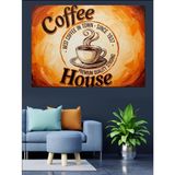 Kahve Evi Vintage Tabelası Dekoratif Kanvas - Mdf Ahşap Tablo