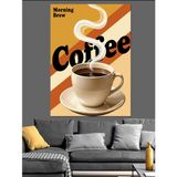 Kahve Fincanı Retro Poster Dekoratif Kanvas - Mdf Ahşap Tablo