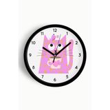 Kahve Içen Kedi Tasarım Modern Duvar Saati - Çocuk Odası Duvar Saati - 25cm - Önü Camlı Siyah Kasa, JH1171S25SKP