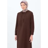Kahve-Kapüşonlu Örme Elbise - 36