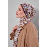 Kahve Karışık Çiçek Desen Soft Eşarp