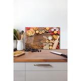 Kahve Keyfi Cam Kesme Tahtası , Silikon Ayaklı, Isıya Kırılmaya Dayanıklı, Sunum Kesim Tablası - 30 x 45 cm