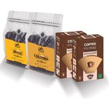 Kahve Keyfi Ofis Seti Brezilya ve Kolombiya 2X250GR Filtre Kahve ve Kahve Kağıdı No:4 80'li 2 Paket