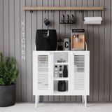 Kahve Kiler-Kahve Köşesi %100 Mdf Lake Ahşap Ayak Çok Amaçlı Dolap - Beyaz