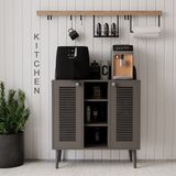 Kahve Kiler-Kahve Köşesi %100 Mdf Lake Ahşap Ayak Çok Amaçlı Dolap - Gri
