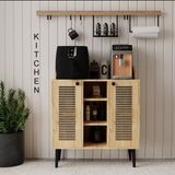 Kahve Kiler-Kahve Köşesi %100 Mdf Lake Ahşap Ayak Çok Amaçlı Dolap - Safir Meşe