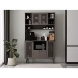 Kahve Köşesi 120 cm %100 Mdf Panjur Kapak Çok Amaçlı Dolap - Gri