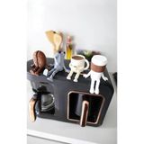Kahve Köşesi 3'lü Dekoratif Biblo Seti, Çok Renkli, Plastik, 10 x 11 cm, Modern Tarz, Kahve Çekirdeği, Moka Pot ve Kupa Figürlü