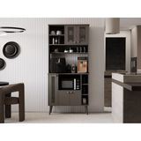 Kahve Köşesi 90 cm %100 Mdf Panjur Kapak Çok Amaçlı Dolap - Gri