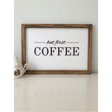 Kahve Köşesi But First Coffee Ahşap Çerçeve - 30 x 40 - Renkli