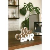 Kahve Köşesi Coffee Bar Yazılı Dekoratif Masaüstü Biblo - Beyaz - Bronz