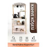 Kahve Köşesi Rafı Coffee Station Mutfak Düzenleyici Ofis Standı Çok Amaçlı