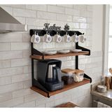 Kahve Köşesi Standı / Kahve Yazılı Xl Çift Raflı Organizer