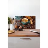 Kahve Lokum Çikolata Cam Kesme Tahtası , Silikon Ayaklı, Kırılmaya Dayanıklı, Sunum Kesim Tablası - 23 x 35 cm