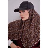 Kahve Mini Yazı Detay Twill İpek Eşarp