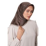 Kahve Mini Yonca Desen Twill İpek Eşarp
